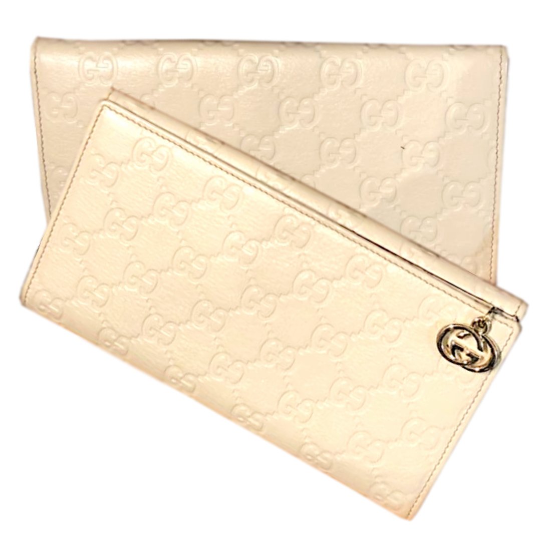 Gucci Off White Guccissima Leather Purse Wallet V G Luxe Boutique