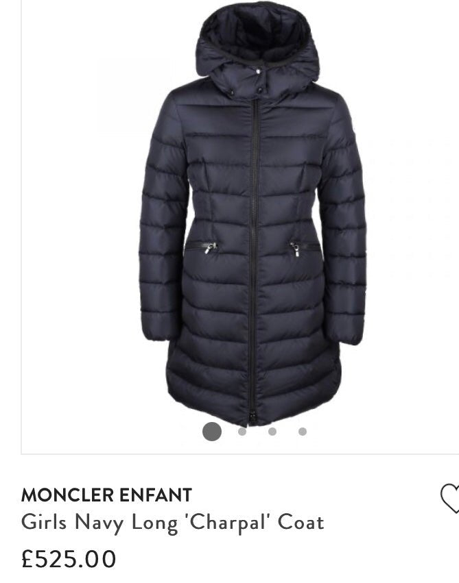 Moncler Girls' Black Charpal Full Length Hooded Coat, Age 6 – V 