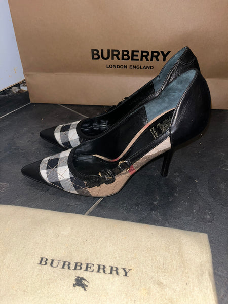 Burberry Black and Nova Check Heels