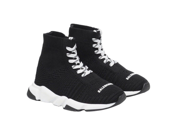 Balenciaga Kids Black & White Lace - Up Speed Sneakers - V & G Luxe Boutique