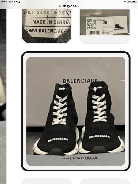 Balenciaga Kids Black & White Lace - Up Speed Sneakers - V & G Luxe Boutique