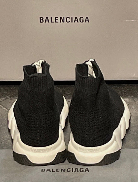 Balenciaga Kids Black & White Lace - Up Speed Sneakers - V & G Luxe Boutique