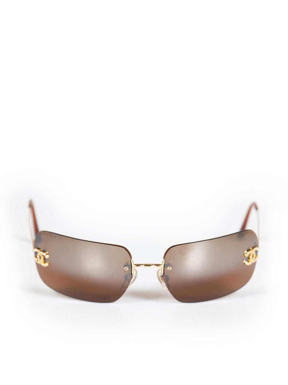 Chanel CC Diamanté Logo Brown Vintage Sunglasses - V & G Luxe Boutique