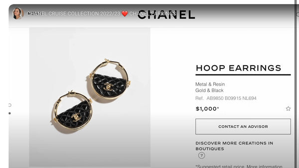 CHANEL Runway Black & Gold Hula Hoop CC Handbag Earrings - V & G Luxe Boutique