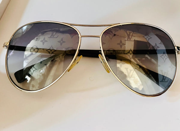 Louis Vuitton Monogram Silvertone Sunglasses - V & G Luxe Boutique