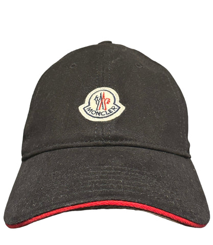 Moncler Logo - Patch Black Cotton Baseball Cap With Red Peak - V & G Luxe Boutique