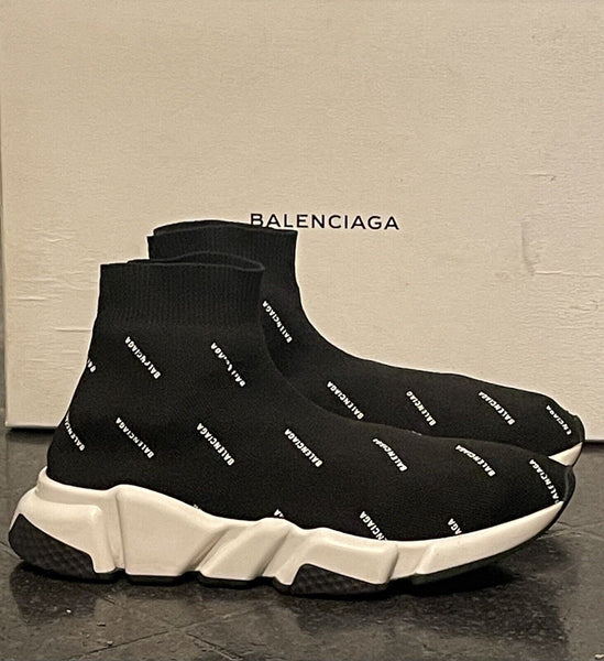 Balenciaga Speed 2.0 Recycled Knit Sneaker allover logo Size EU 37 UK 4 RRP £735 - V & G Luxe Boutique