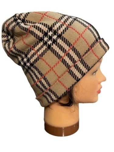 Brand New Burberry Tartan With Leopard Print Wool Beanie Hat Size 8-12 Yrs RRP £150 - V & G Luxe Boutique