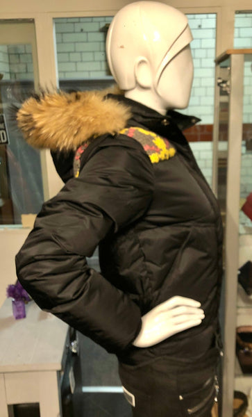 Brand New John Galliano Black Women's Fur Hood Jacket Coat, UK Size 10 - V & G Luxe Boutique