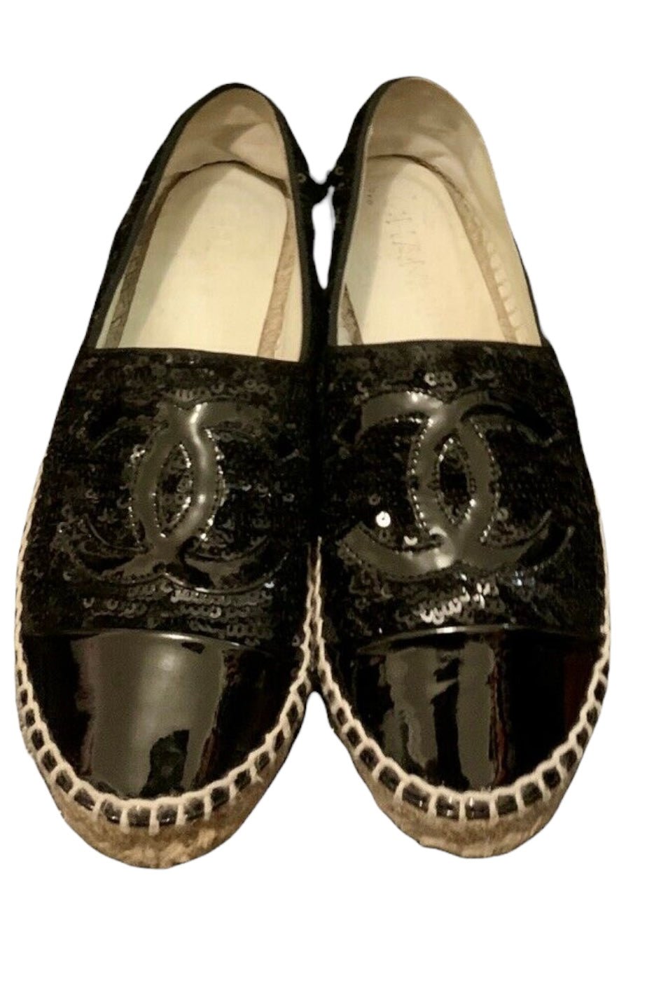 Chanel Black Leather Espadrilles Size 36  Mine  Yours