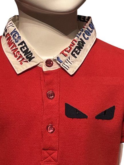 Fendi Boys Red Polo Fendi Print, Age 2 - V & G Luxe Boutique