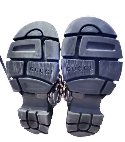 Gucci Flashtrek Silver Crystal- Embellished Metallic Sneakers - V & G Luxe Boutique