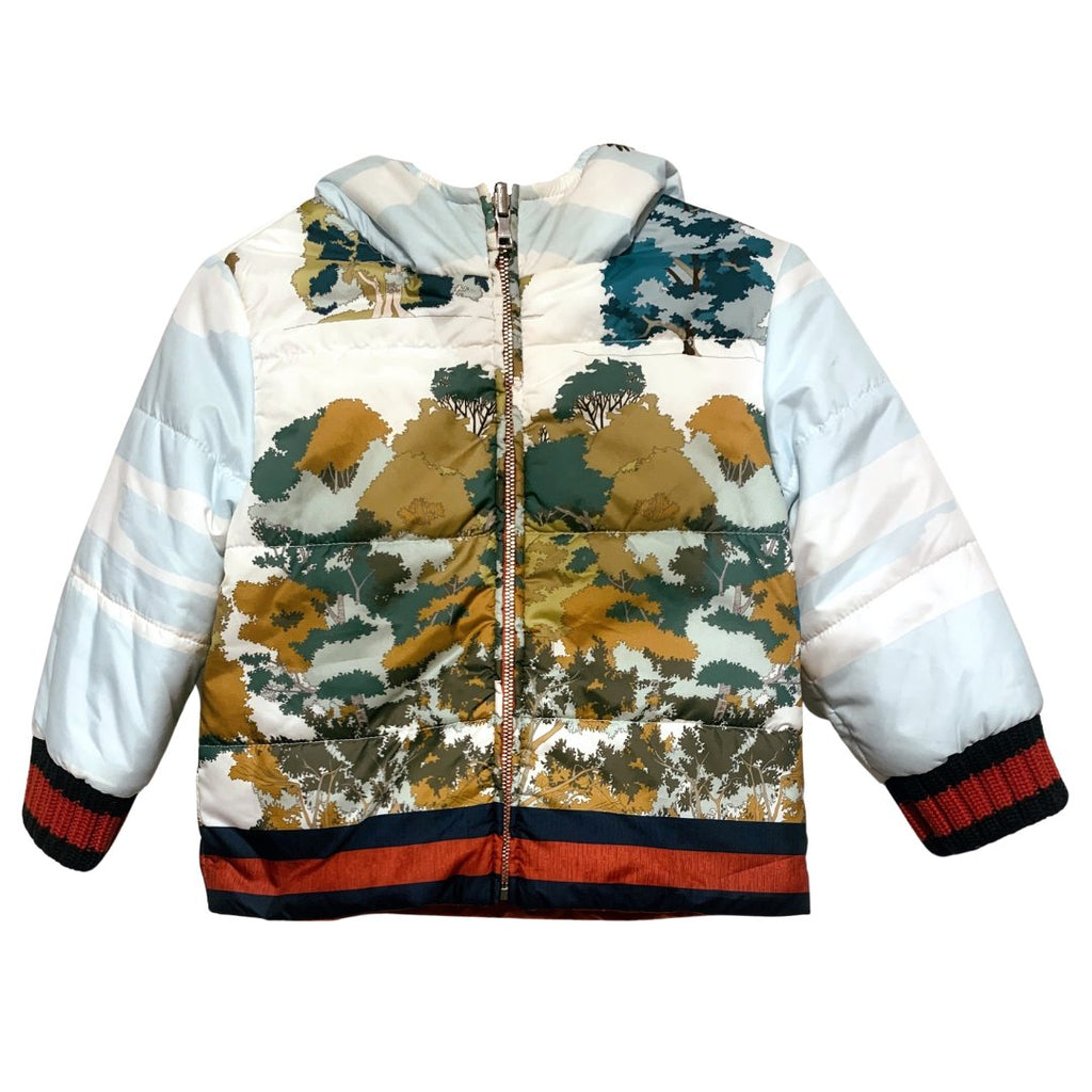 Gucci Kids Boys Reversible Hooded Puffer Web Jacket Coat, 12-18