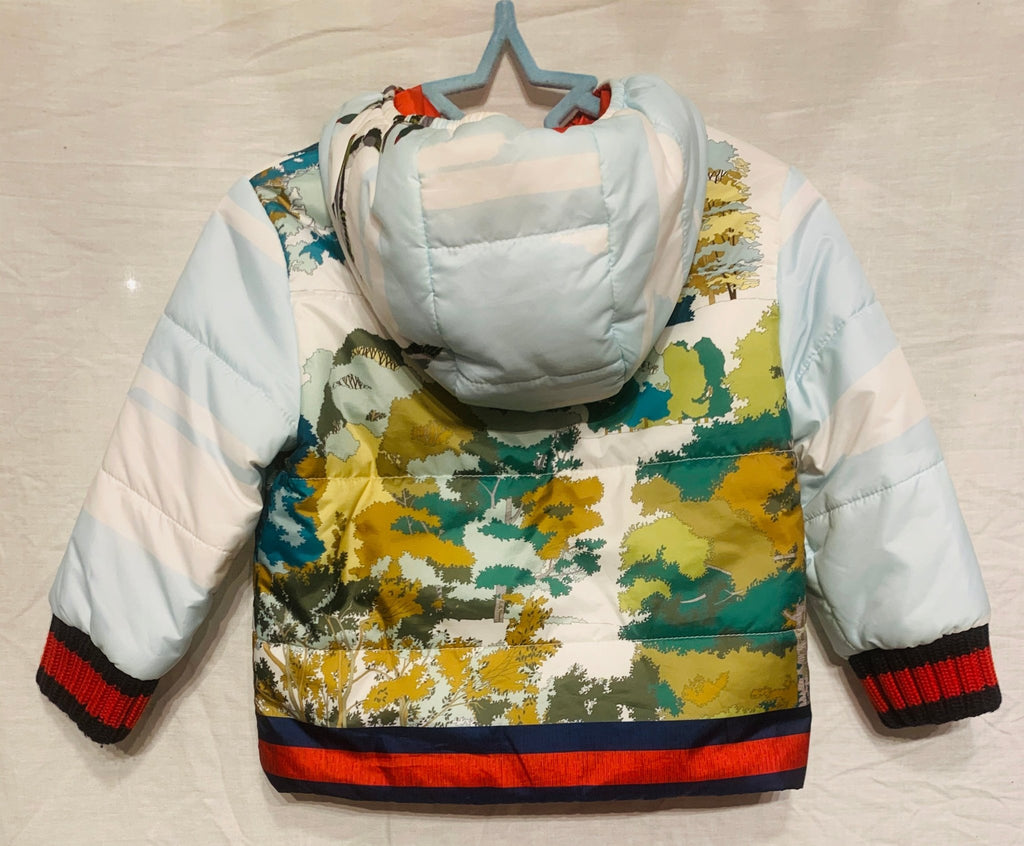 Gucci Kids Boys Reversible Hooded Puffer Web Jacket Coat, 12-18