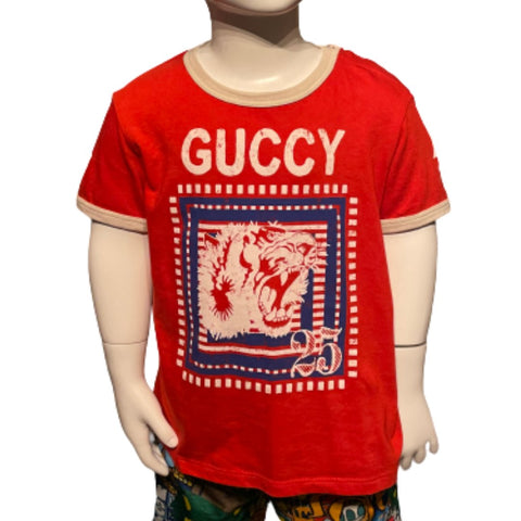 Gucci Kids Red Lion Print/25 Boys T-Shirt Top, Age 3 - V & G Luxe Boutique