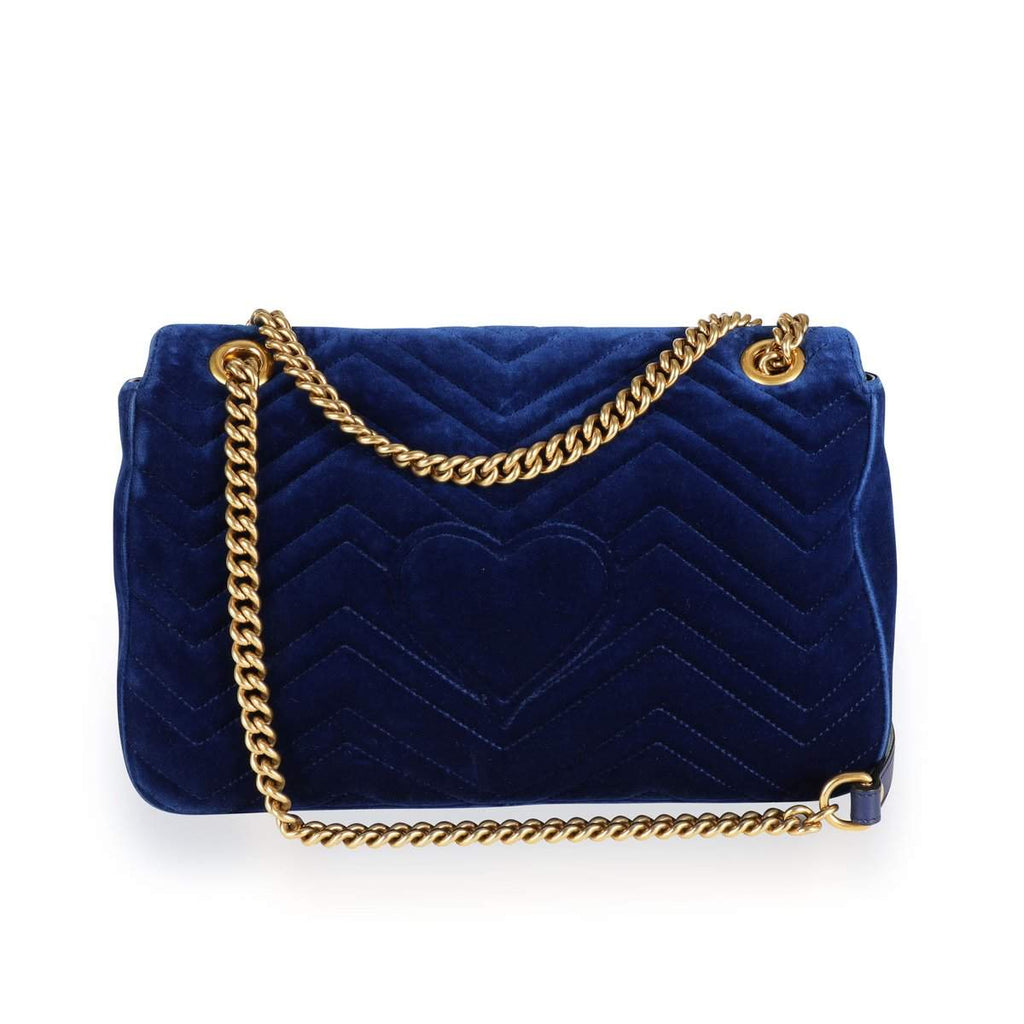 Gucci Cross Shoulder GG Royal Blue Marmont Velvet Bag