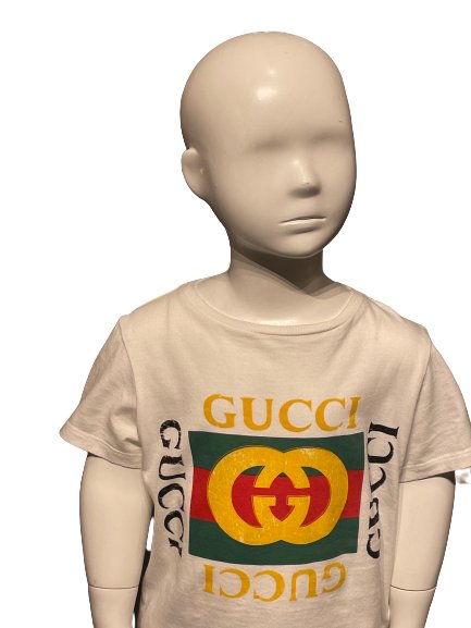 Gucci White Cotton Unisex T shirt with Gucci GG Logo Age 4 V G Luxe Boutique