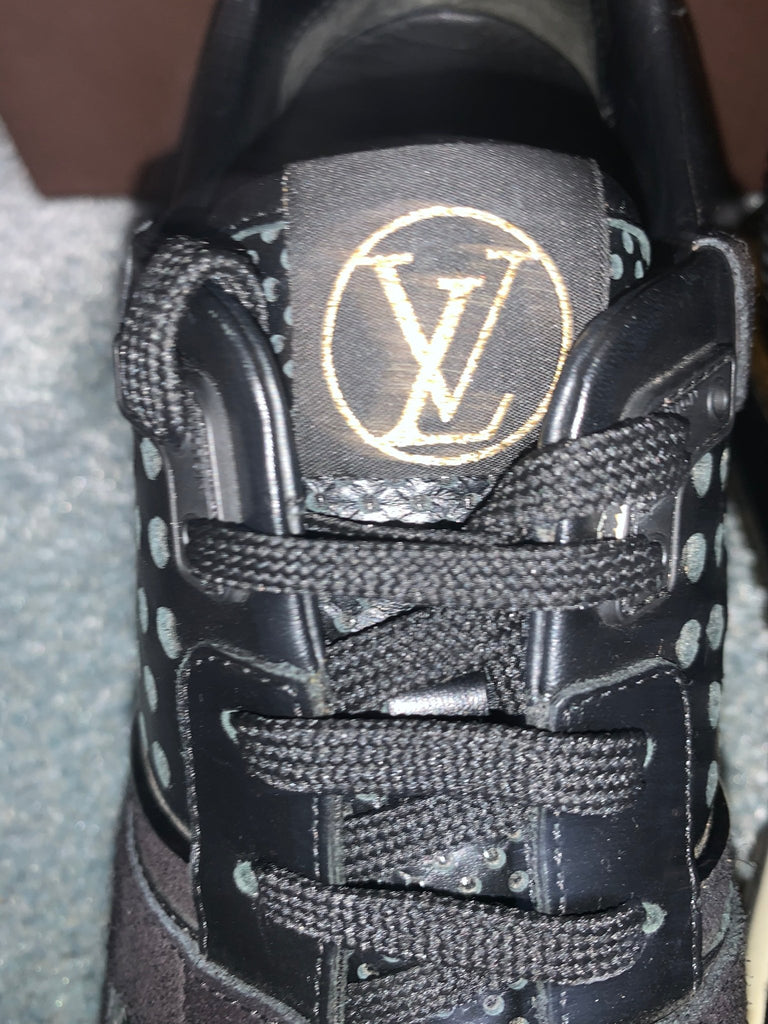 Louis Vuitton Black Leather & Gold Unisex Run Away Sneakers / Trainers – V  & G Luxe Boutique
