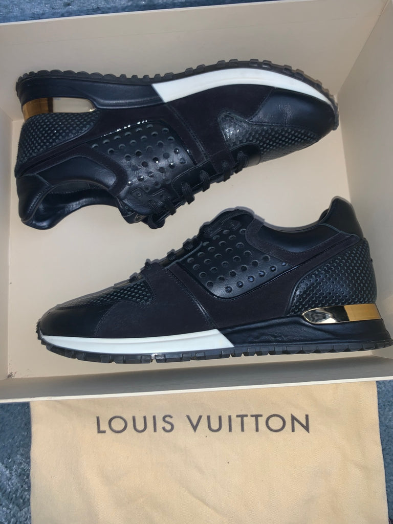 Louis Vuitton Black Leather & Gold Unisex Run Away Sneakers