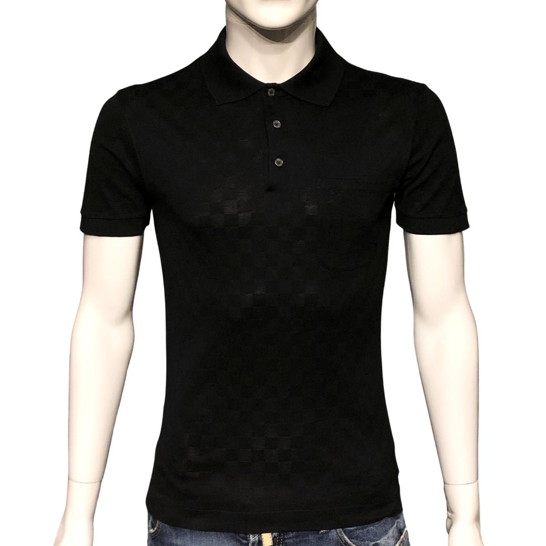 Louis Vuitton Men s Black Damier Pique Polo Shirt Size Small V G Luxe Boutique