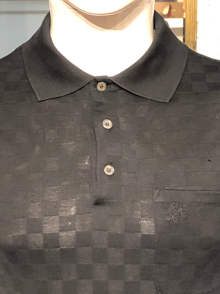 Louis Vuitton Black Cotton Pique Damier Detail Polo T-Shirt S Louis Vuitton
