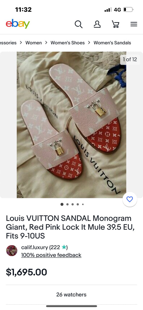 Louis Vuitton Women's Lock It Flat Mule Sandals Monogram Giant