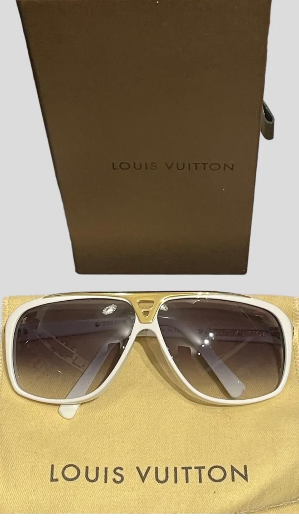 Louis Vuitton White Gold Monogram Evidence Lens Sunglasses