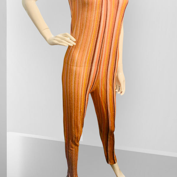 Missoni Orange Knit Striped Low Back Jumpsuit - V & G Luxe Boutique