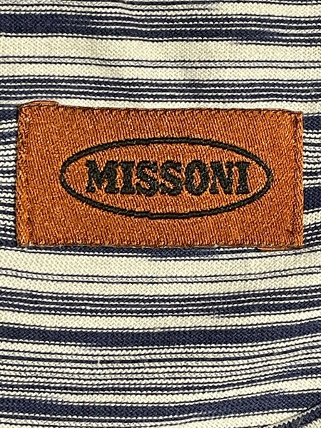 Missoni Orange Label Mens T-shirt Top Classic Blue Print Coloured Size Large - V & G Luxe Boutique