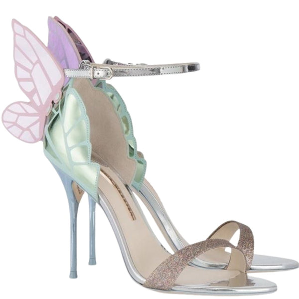 Sophia Webster Chiara Butterfly Glitter Peep Toe Heels / Sandals, UK Size 6 - V & G Luxe Boutique