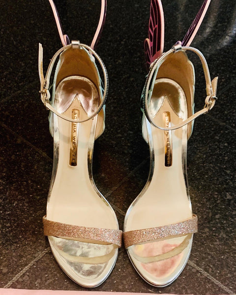 Sophia Webster Chiara Butterfly Glitter Peep Toe Heels / Sandals, UK Size 6 - V & G Luxe Boutique